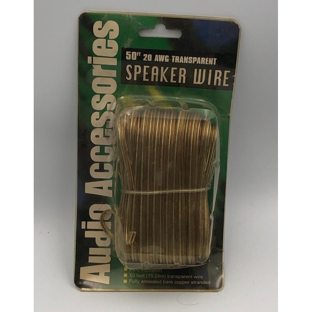 NOS 50 Ft. 20 AWG Transparent Copper Stranded Speaker Wire Audio Cable #956763